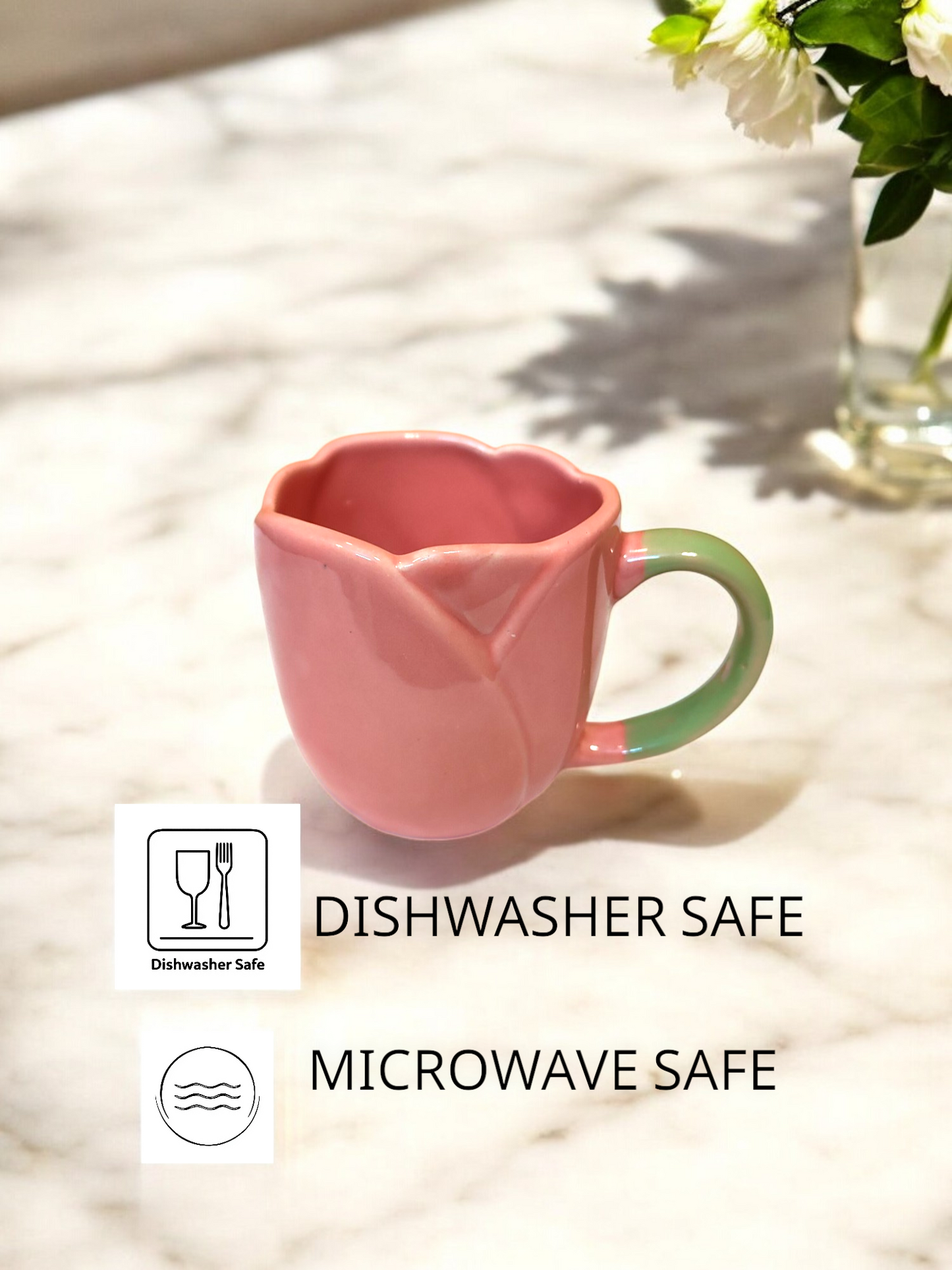 Handmade Pink Tulip Ceramic Mug