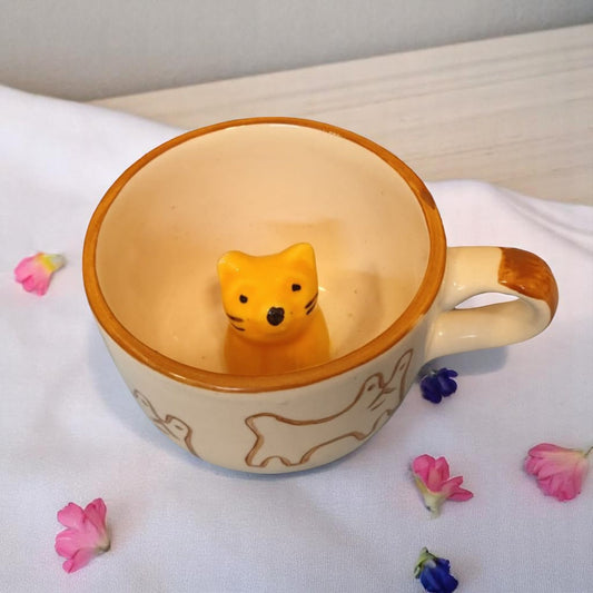 3D Cat Surprise Ceramic Coffee Mug