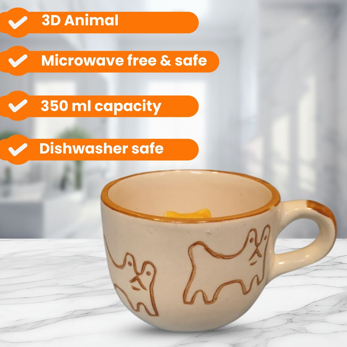 3D Cat Surprise Ceramic Coffee Mug