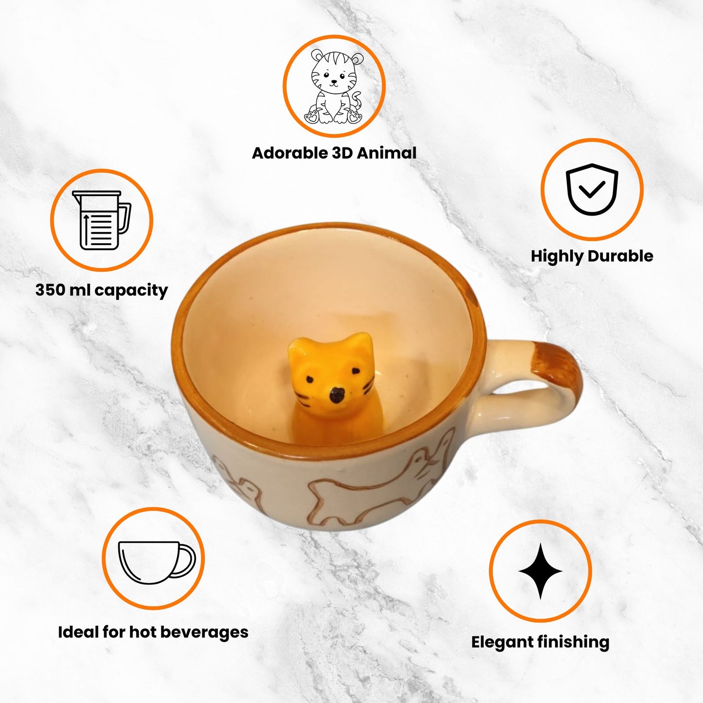 3D Cat Surprise Ceramic Coffee Mug