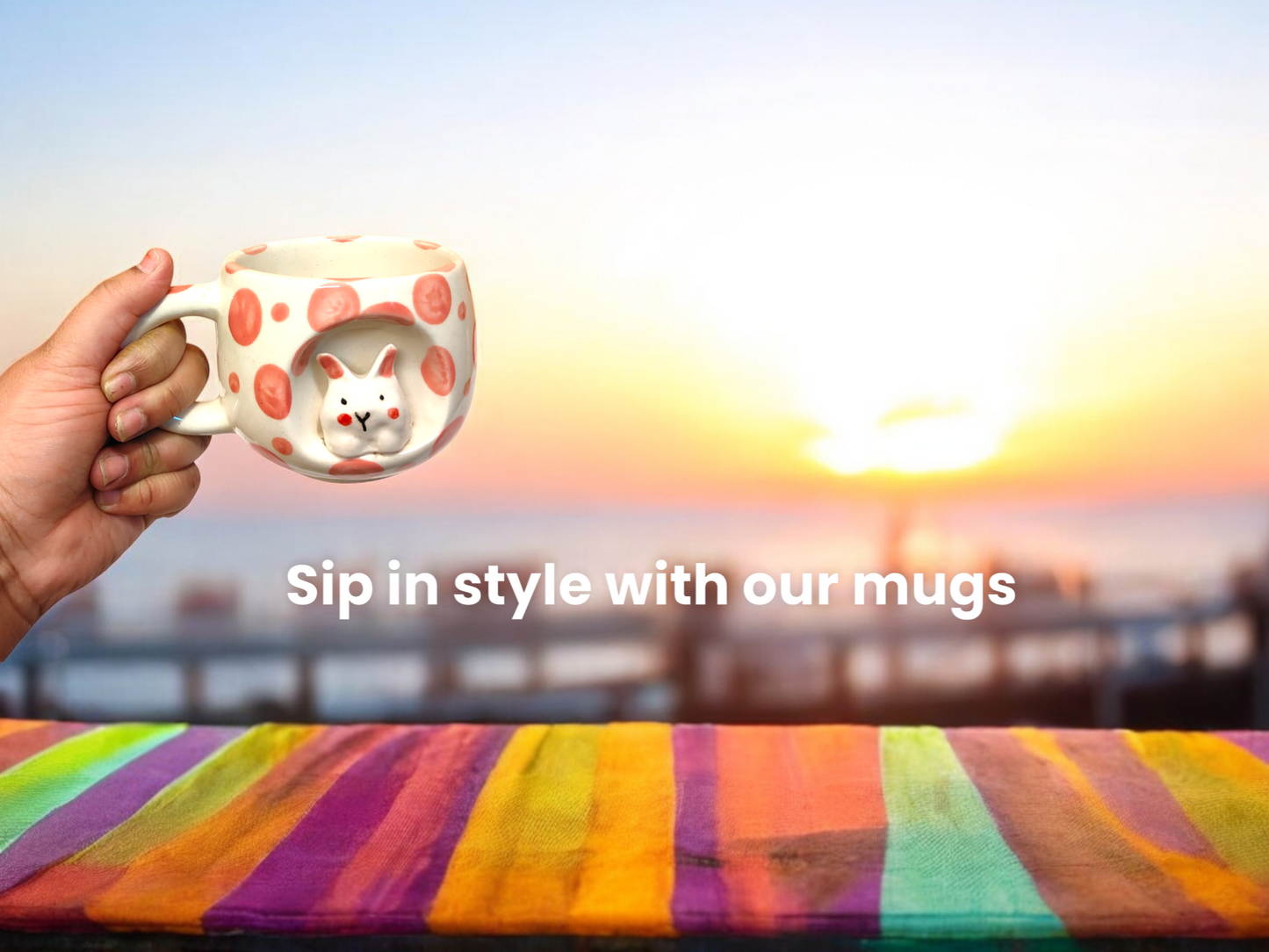 3D Rabbit Surprise Ceramic Coffee Mug