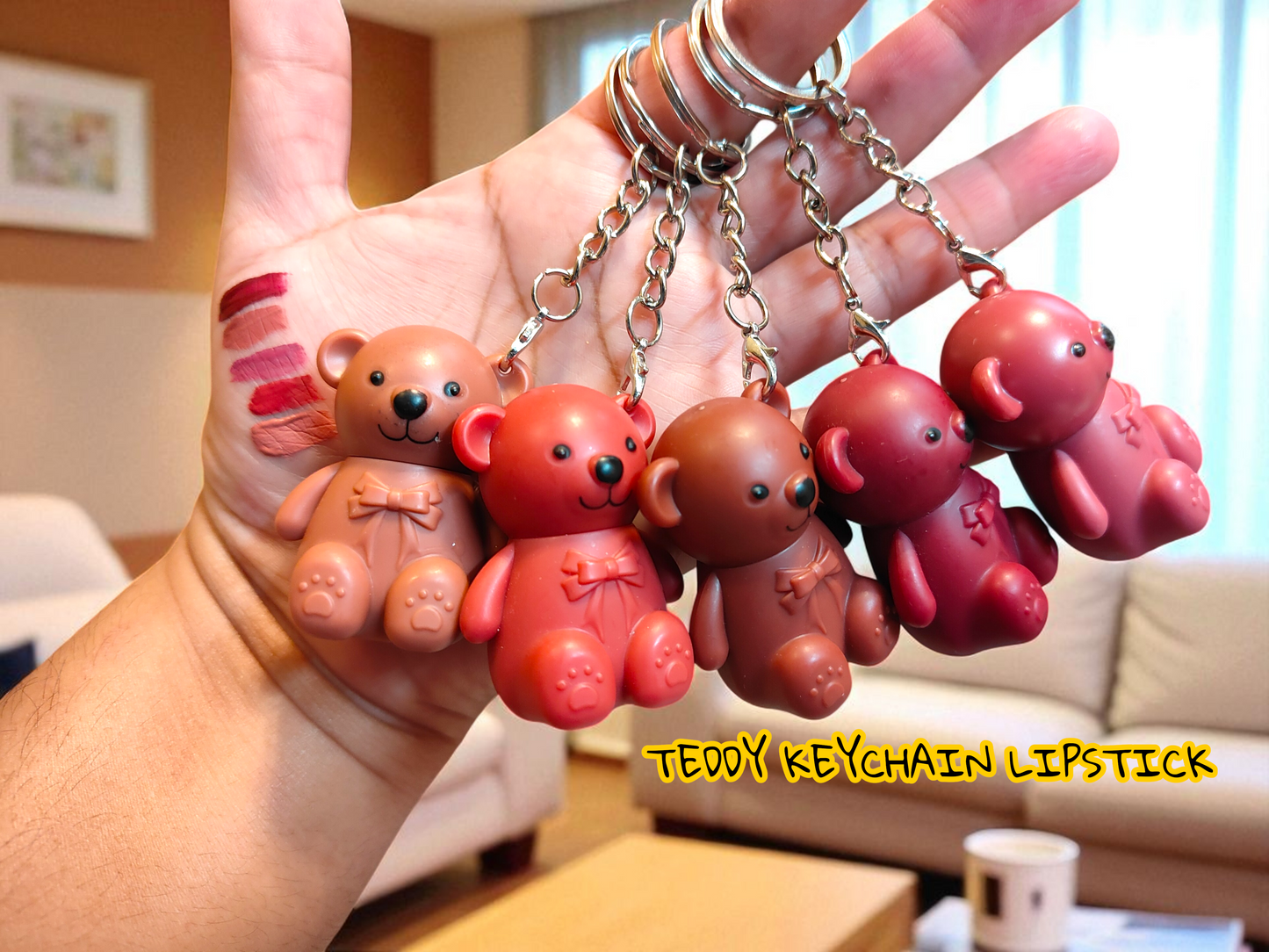 Teddy keychain lipstick ( pack of three)