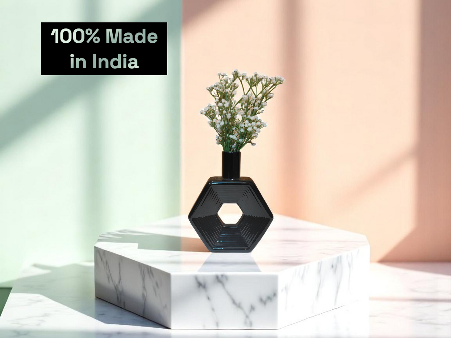 Modern Hexagon Black Vase