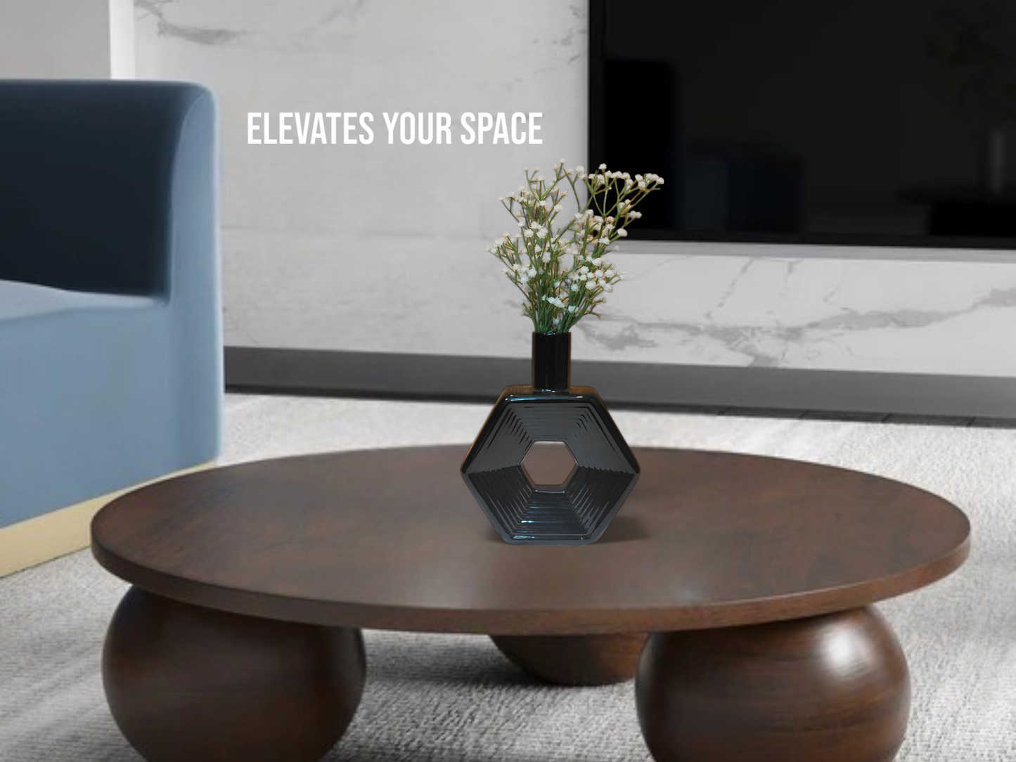 Modern Hexagon Black Vase