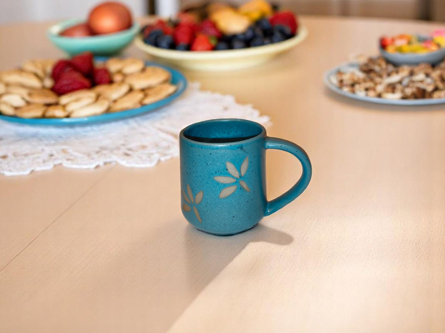 Speckled Teal Floral Coffee Mug