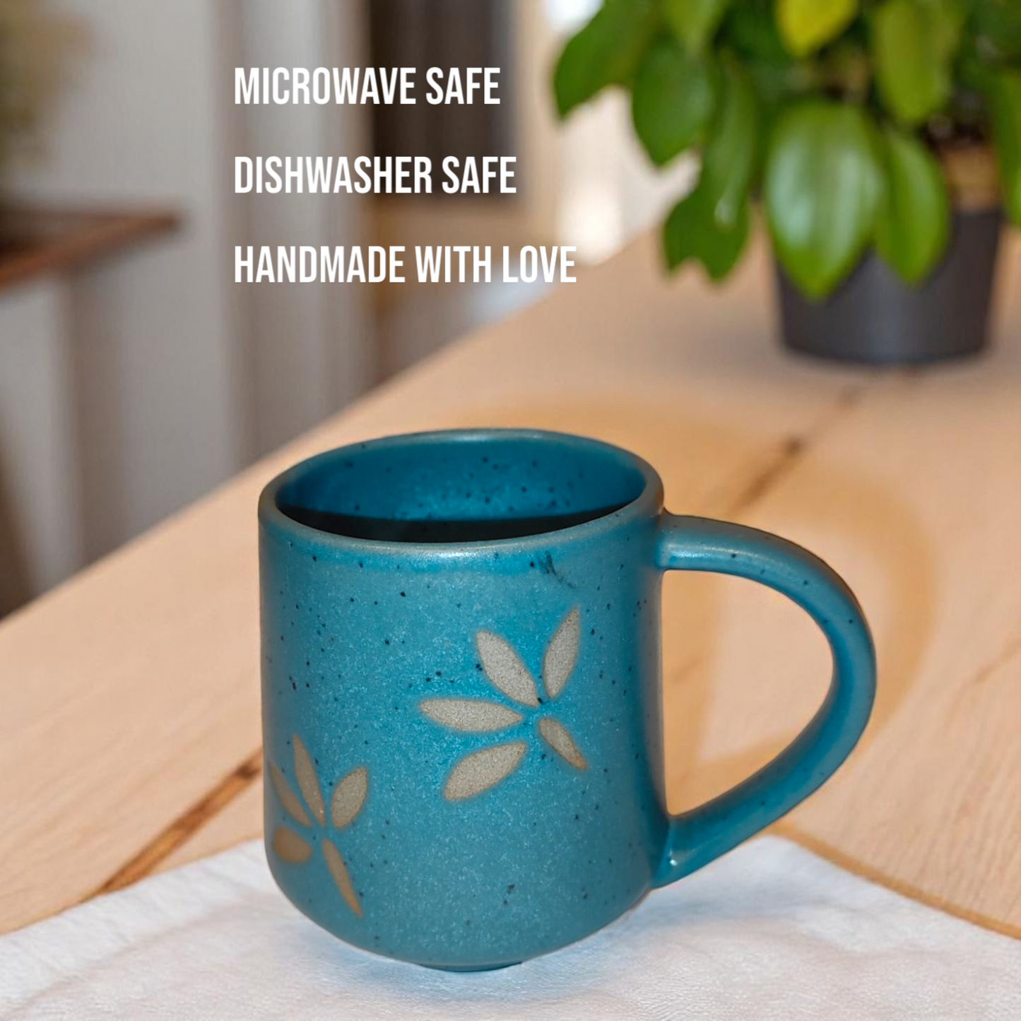 Speckled Teal Floral Coffee Mug