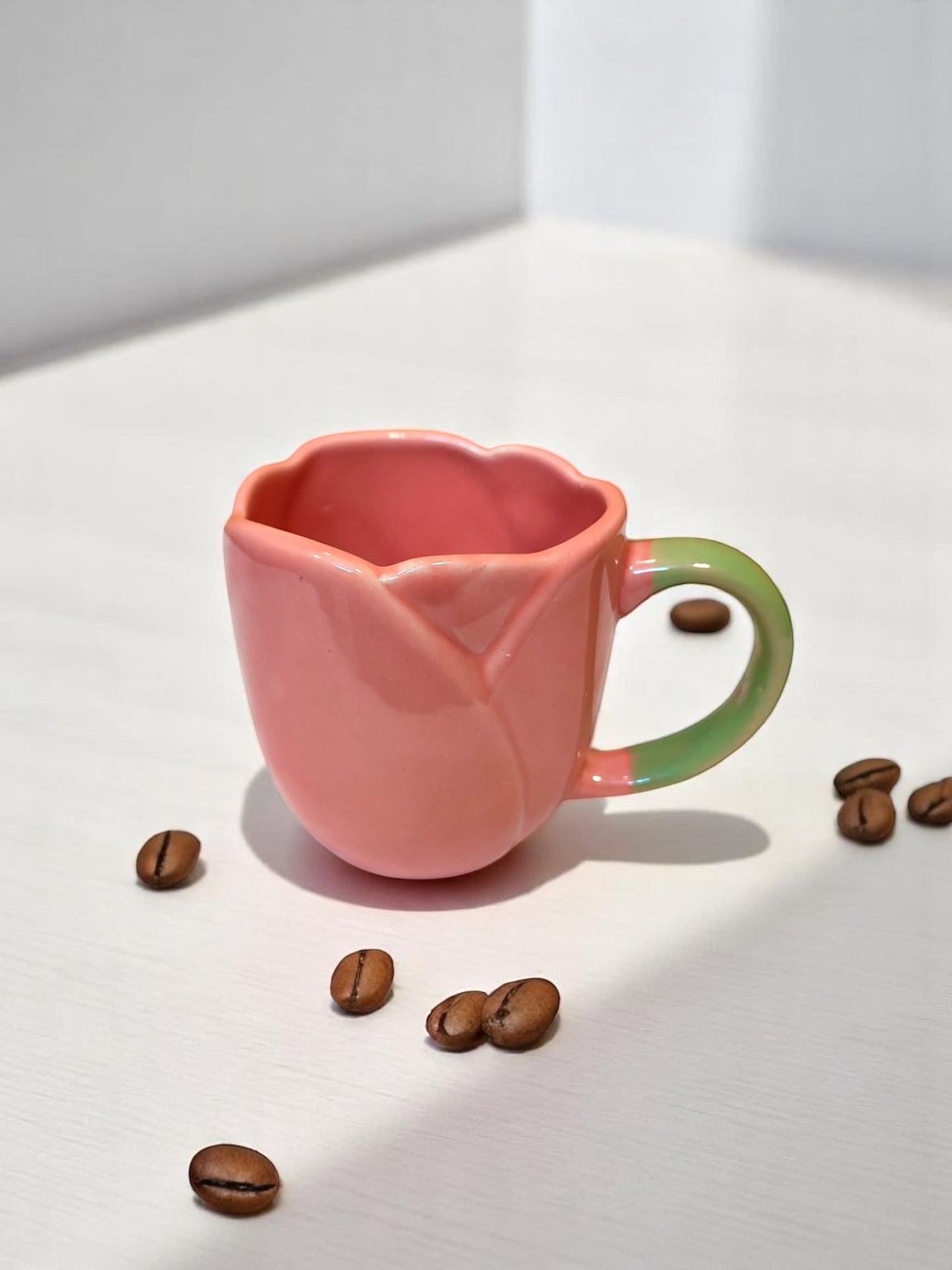 Handmade Pink Tulip Ceramic Mug